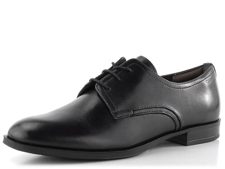Tamaris kožené šnurovacie poltopánky black 1-23201-44
