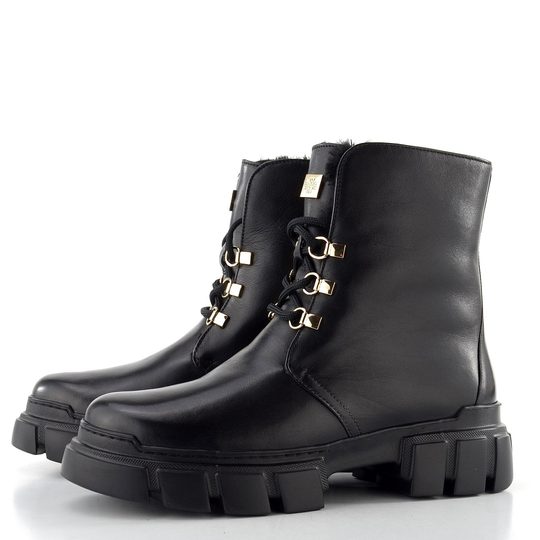 Högl šněrovací kotník na robustní podešvi černý 0-102745-0100