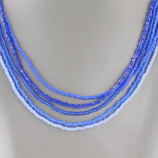 Náhrdelník rokajl modrý postupný
