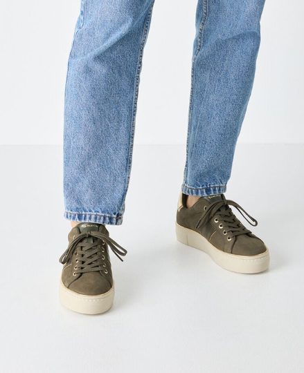 Tamaris tenisky na platforme olive nubuc 1-23724-42