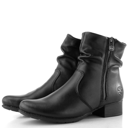 Rieker řasený zipový kotník černý 78656-00
