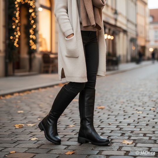 Barton extra široké černé kozačky 24418