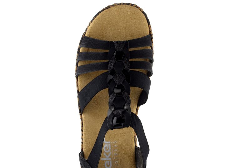 Rieker sandále na platforme čierne V3902-00