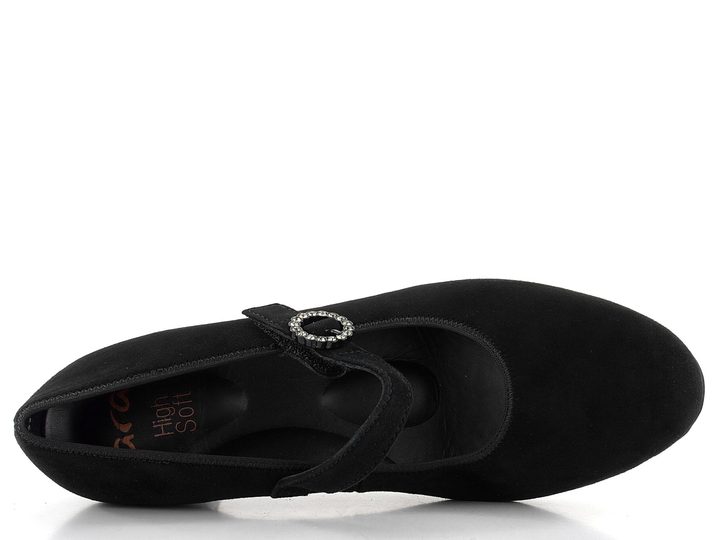 Ara širší semišové lodičky s nártovým páskem Nizza Schwarz 12-35829-01