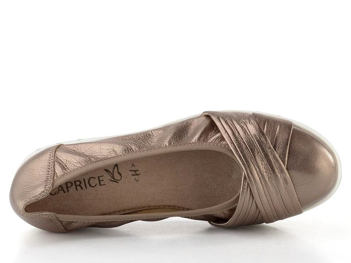 Caprice širší metalické baleríny taupe 9-22118-44