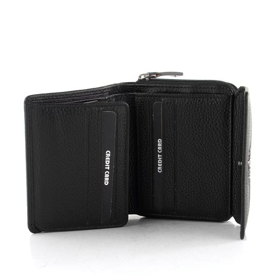 Dámská kožená peněženka se zipovou kapsou black LG003
