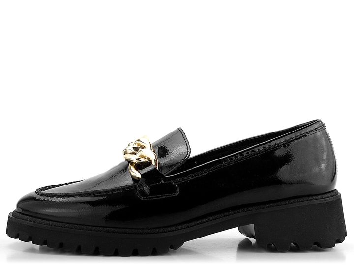 Ara kožené mokasíny lakované černé Kent 12-31209-11