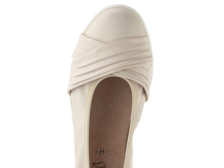 Caprice širší kožené baleríny Off white 9-22118-44