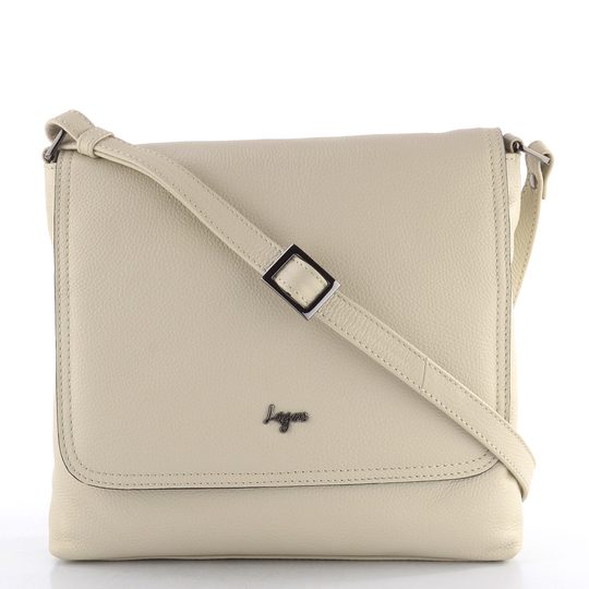 Dámská kožená crossbody kabelka s klopou Offwhite LG 046