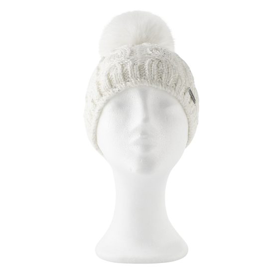 Voxx pletená čepice s flitry a bambulí Astra bílá 113980