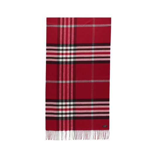 Fraas široký kašminkový šál s károvaným vzorem true red 625030-361
