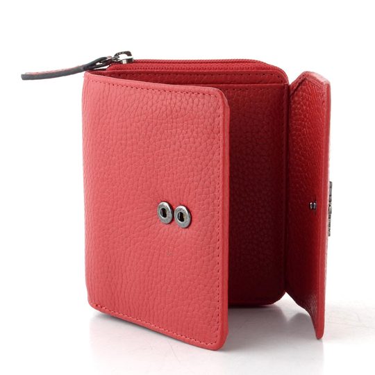 Dámská kožená peněženka se zipovou kapsou red LG003