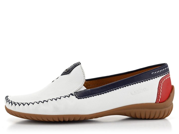 Gabor bílé mokasíny s barevným lemem 66.090.69