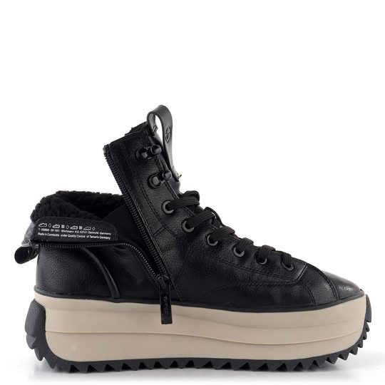 Tamaris šněrovací kotník na vysoké platformě Black 1-26888-39