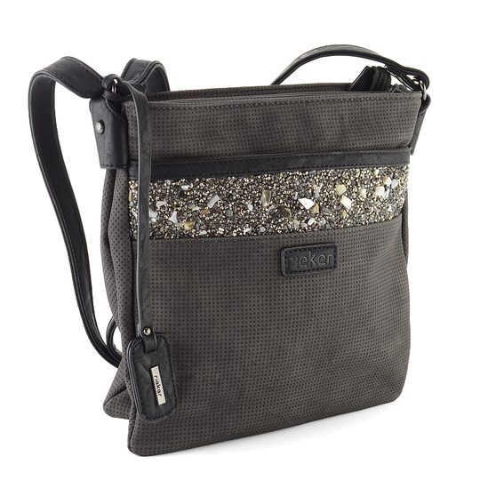 Rieker kabelka crossbody s kamínky grafitová H1014-45