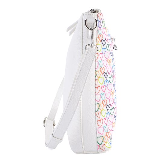 Rieker crossbody kabelka biele/farebné srdcia H1522-92