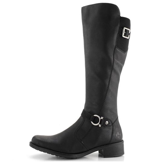 Rieker hladké čierne čižmy Z7383-00