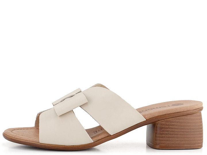 Remonte krémové mašličkové šľapky na podpätku R8759-60