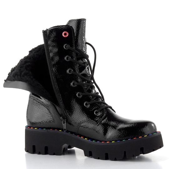 Rieker lakovaný šněrovací kotník černý Y3330-00