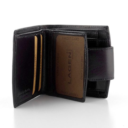 Kožená menší peněženka se zápinkou Black 50465