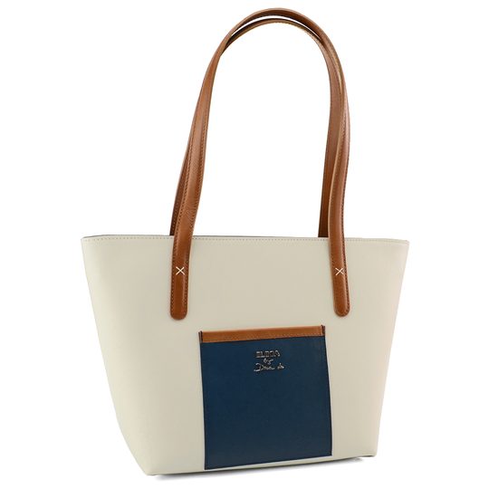 Elega by Dana M. kabelka shopper bílá/modrá/koňak 62909