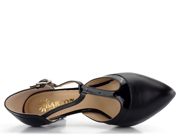 Barton elegantní lodičky s T páskem černé/lak R2463
