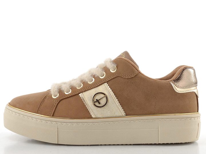Tamaris tenisky na platformě camel suede 1-23724-42