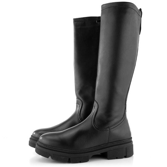 Tamaris černé kožené kozačky 1-25622-29