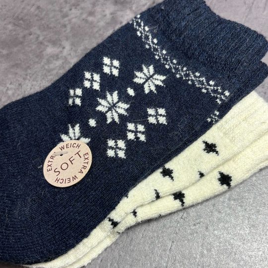 Dámské zimní ponožky s vlnou tmavě modrá/smetanová 37884