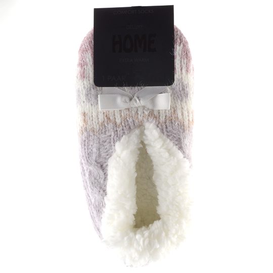 Dámské pletené domácí bačkůrky s protiskluzem lila