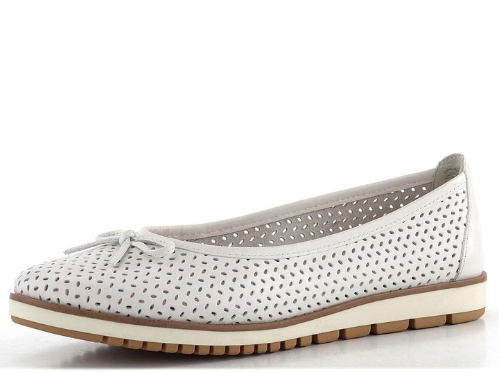 Tamaris baleríny s prerezávaným vzorom White Leather 1-22121-42