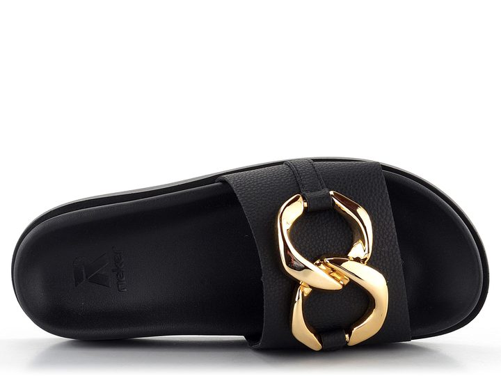 Rieker Revolution šľapky ozdobené retiazkou čierne W1452-00