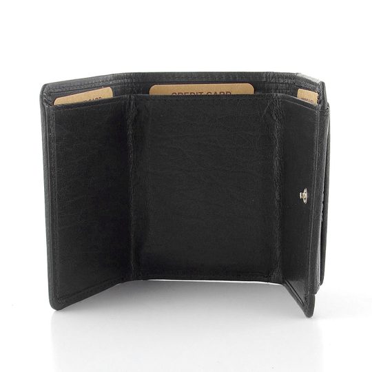 Malá kožená peněženka s kapsičkou na mince černá W-2031