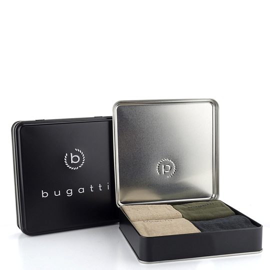 Bugatti vzorečkové ponožky béžové/modro-zelené 4pack/box 6372X