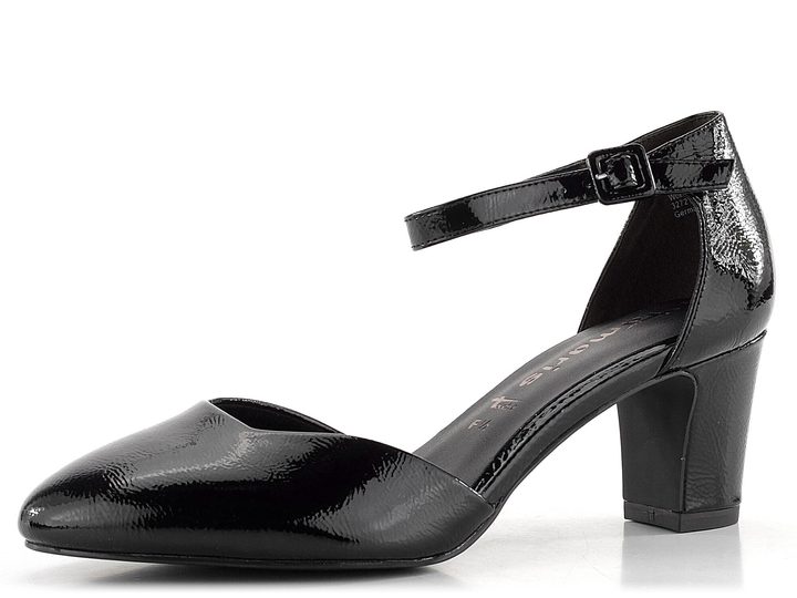 Tamaris lakované lodičky s kotníkovým páskem Black Patent 1-24432-41
