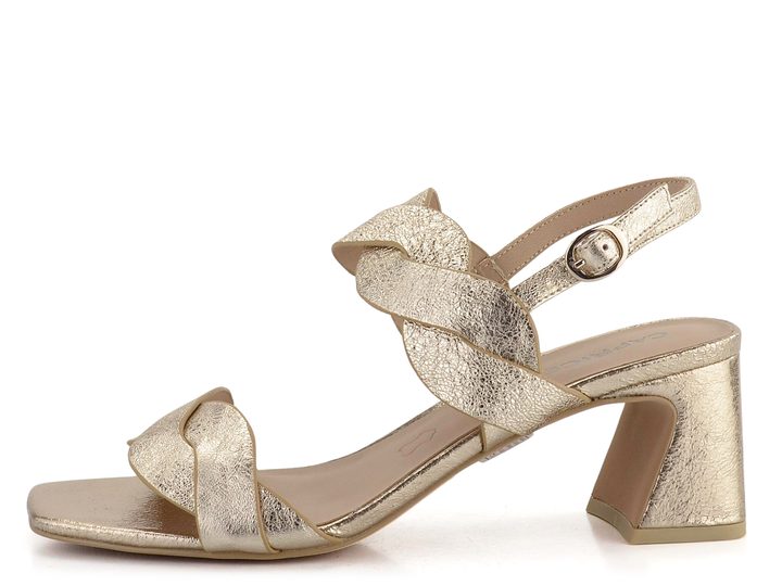 Caprice kožené metalické sandály na podpatku Lt. Gold  9-28317-42