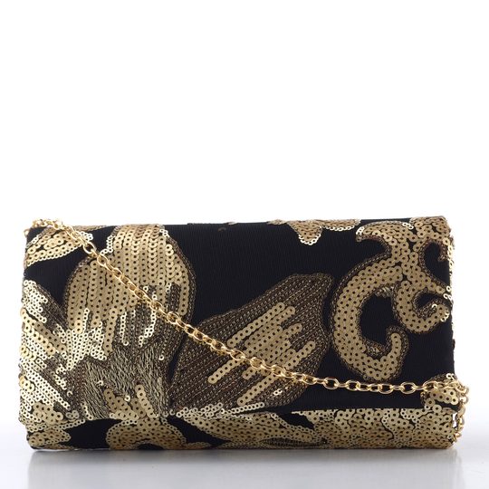 Bulaggi černé společenské psaníčko s flitry Flower gold BU-32690