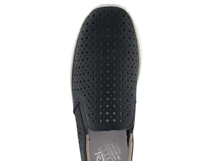 Rieker temně modré prořezávané polobotky na klínu 53799-14