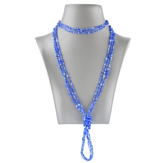 Náhrdelník rokajl modrý dlouhý s uzlem
