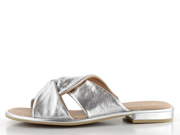 Caprice metalické pantofle Silver 9-27100-42