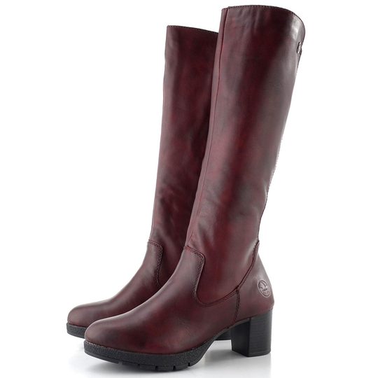 Rieker hladké kozačky vínové 77684-35