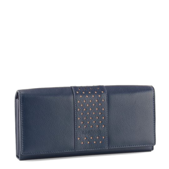 Lagen peněženka temně modrá s puntíky V-15