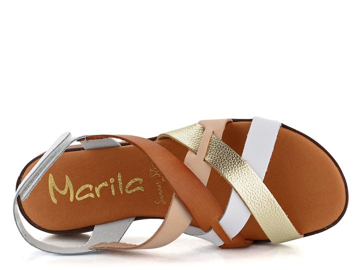 Marila sandály na klínku Betiana Combi Blanco 3