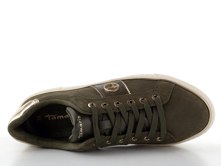 Tamaris tenisky na platforme olive nubuc 1-23724-42