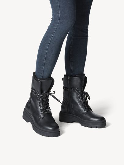 Tamaris hladká šnurovacia členková obuv Black 1-26295-29