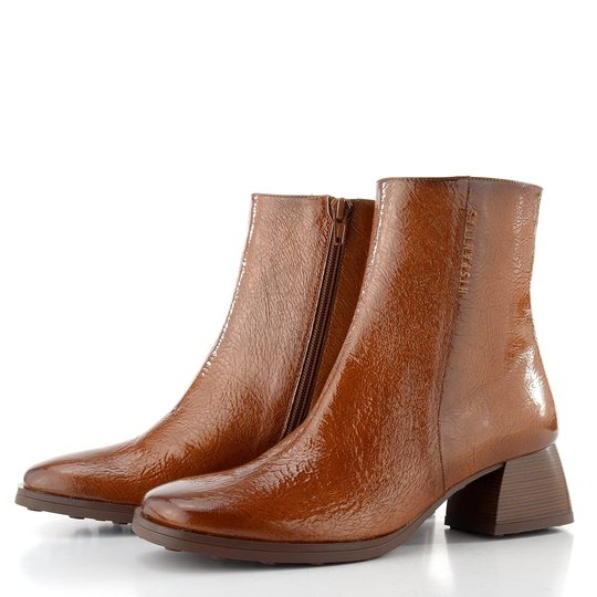 Hispanitas lakovaný zipový kotník na podpatku Marsella cuero HI254345