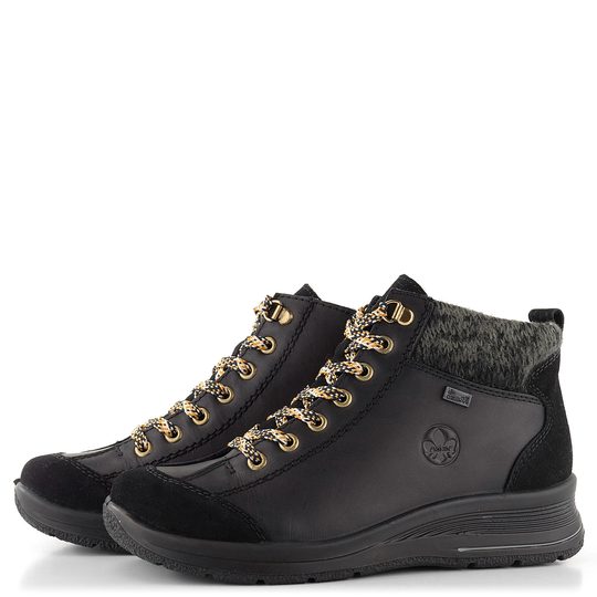 Rieker šnurovacia členková obuv s membránou čierna L7700-00