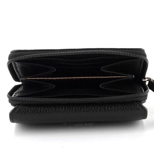 Dámská kožená peněženka se zipovou kapsou black LG003