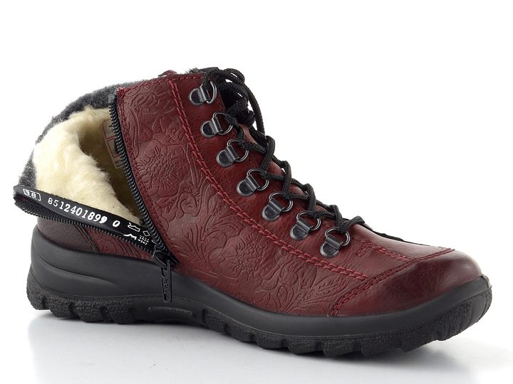 Rieker šněrovací kotník s membránou vínový L7144-35