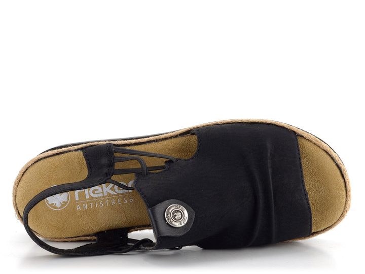 Rieker černé sandály se širokým nártem a gumičkami V7972-00